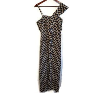 Banana Republic Factory Maxi Dress Womens Ruffle Shoulder & Front Split Hem 10